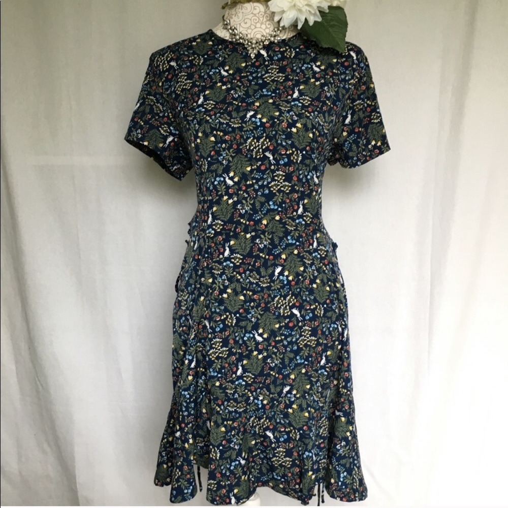 Boohoo bunny print Lace-Up Skater Dress Sz 6